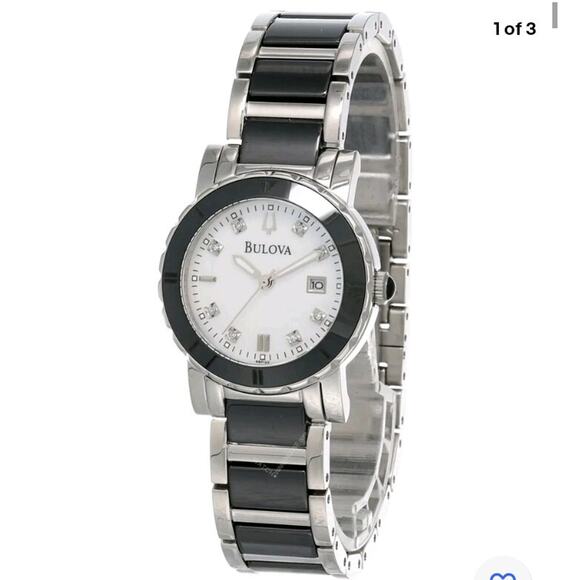 Bulova Highbridge 98P122 Women\'s Diamond Watch - White MOP Dial - 2-Tone Ceramic main image 4